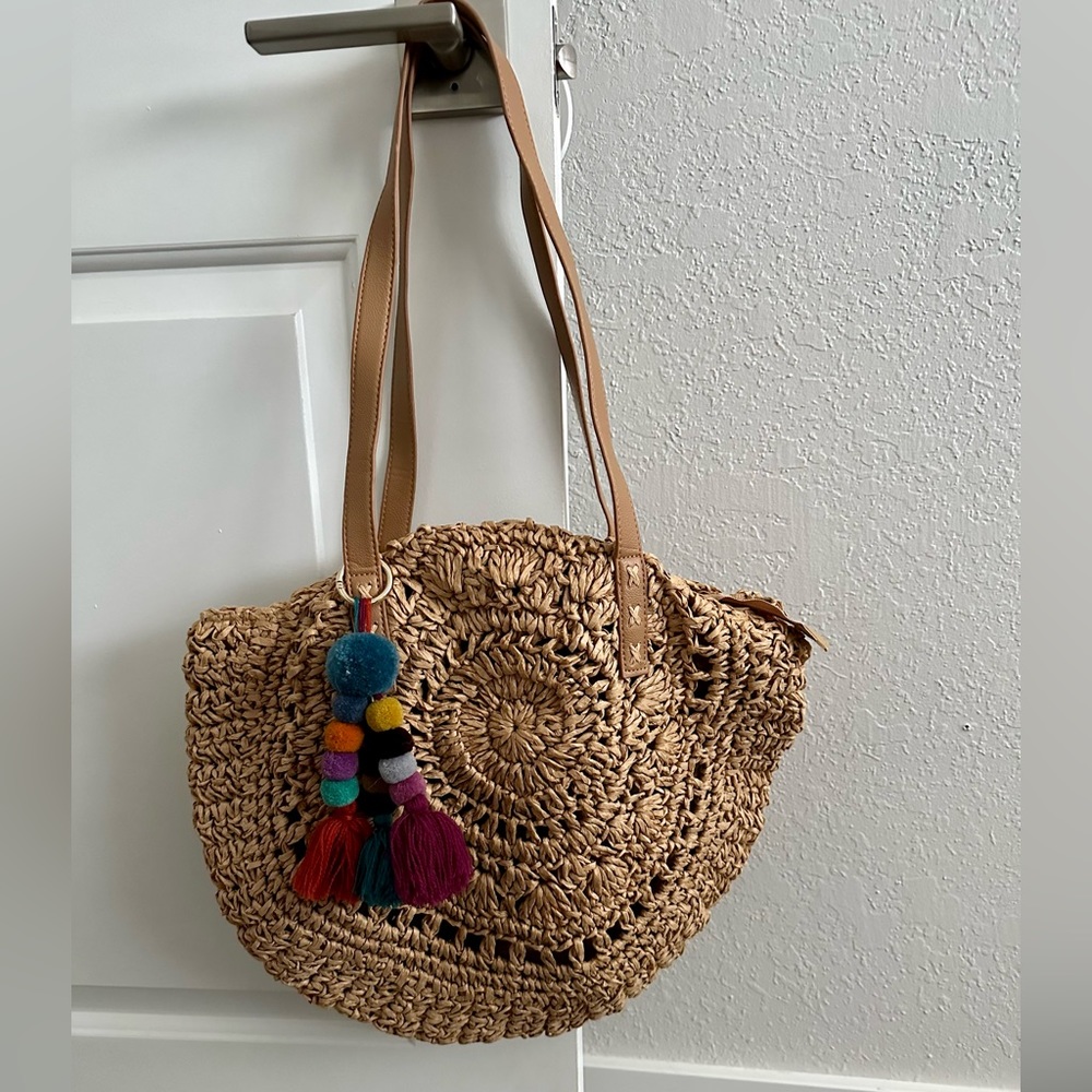 Straw Tote Beach Bag